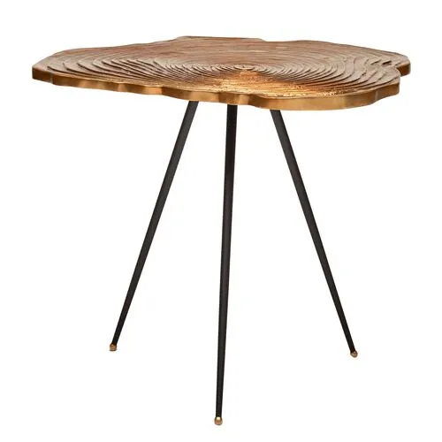 Carla Organic Slab End Table - Cast Aluminum - Handcrafted - Gold