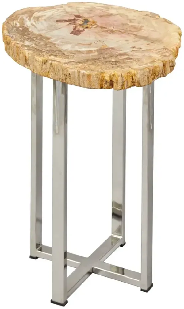 Larza Petrified Wood End Table - Brown