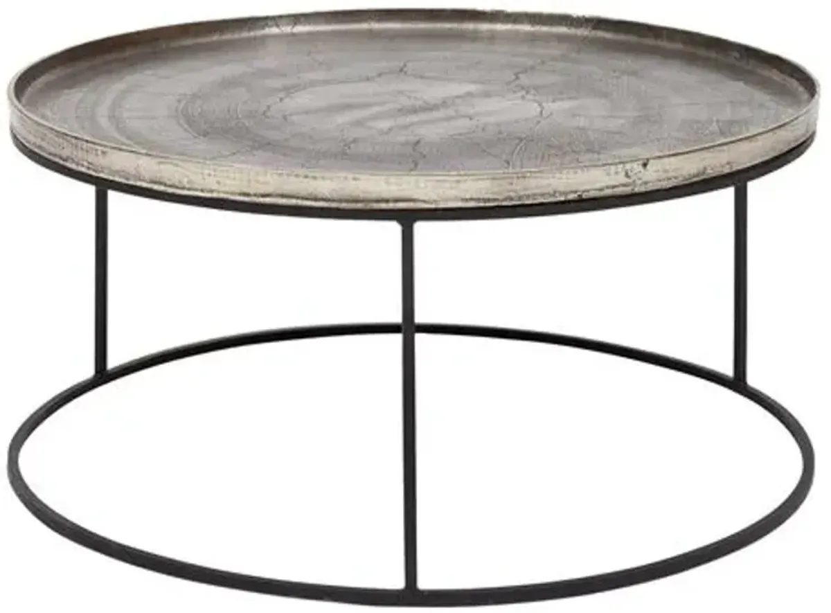 Kayley Round Coffee Table - Handcrafted - Silver