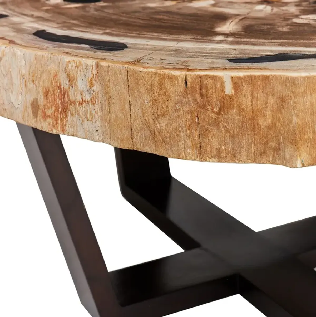Larza Petrified Wood Coffee Table, Dark Brown/Natural