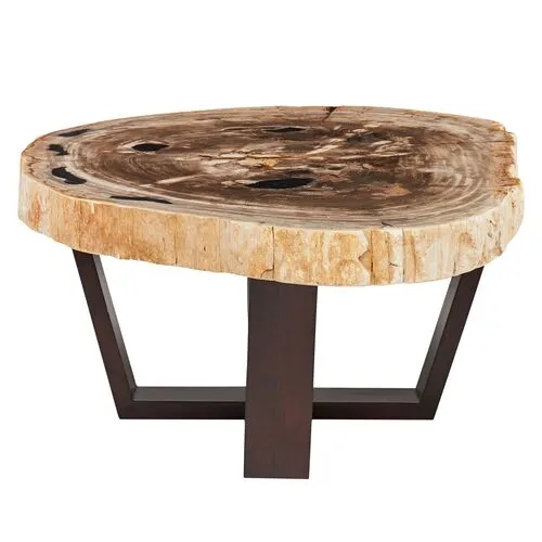 Larza Petrified Wood Coffee Table - Dark Brown/Natural