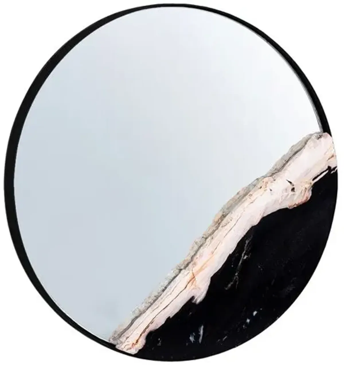 Roxana Petrified Wood Accent Round Wall Mirror