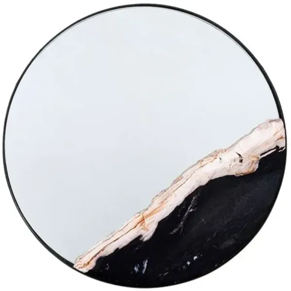 Roxana Petrified Wood Accent Round Wall Mirror