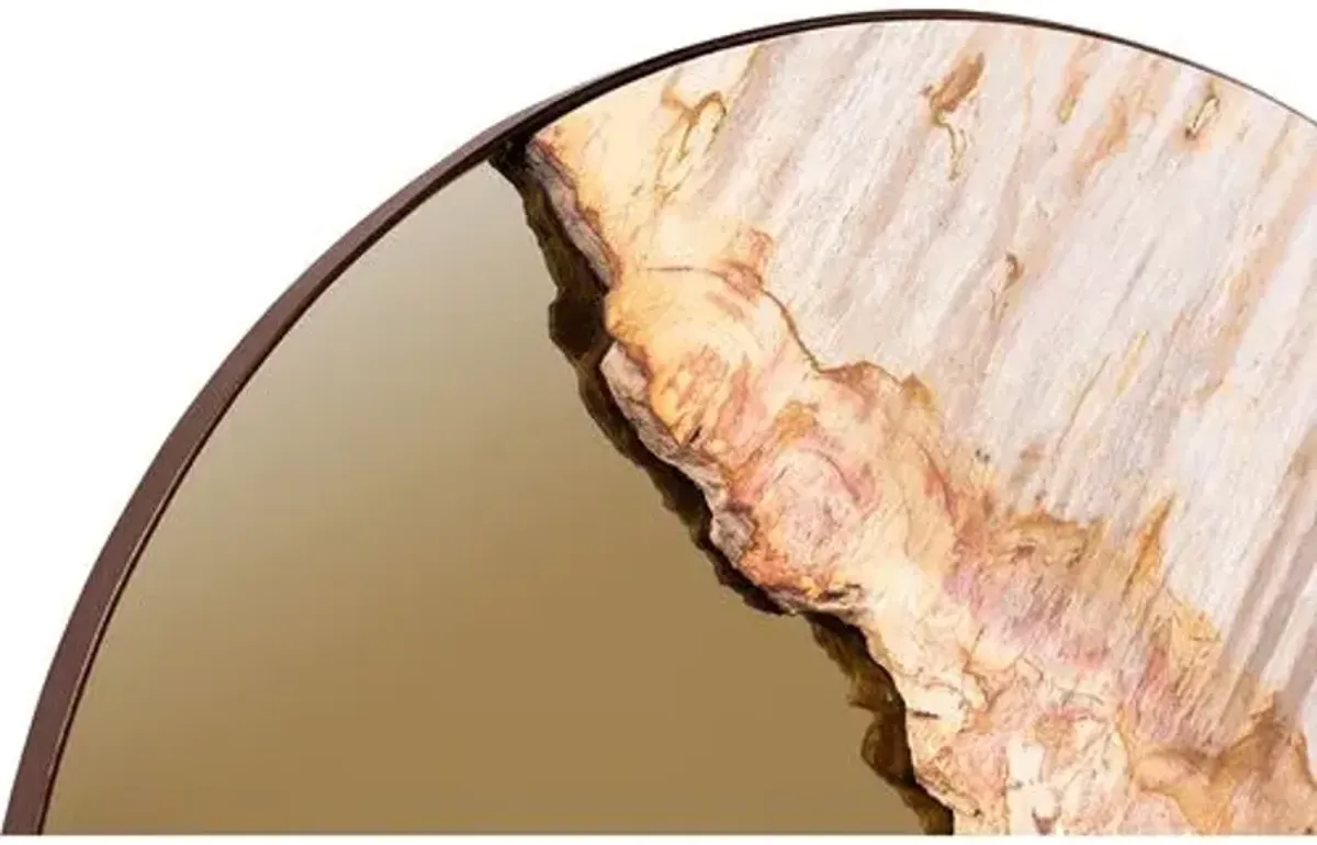 Roxana Petrified Wood Accent Round Wall Mirror