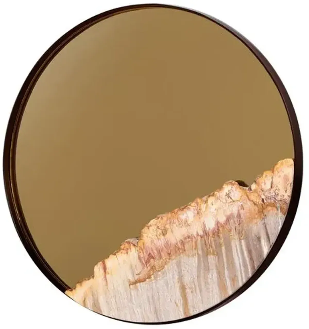 Roxana Petrified Wood Accent Round Wall Mirror