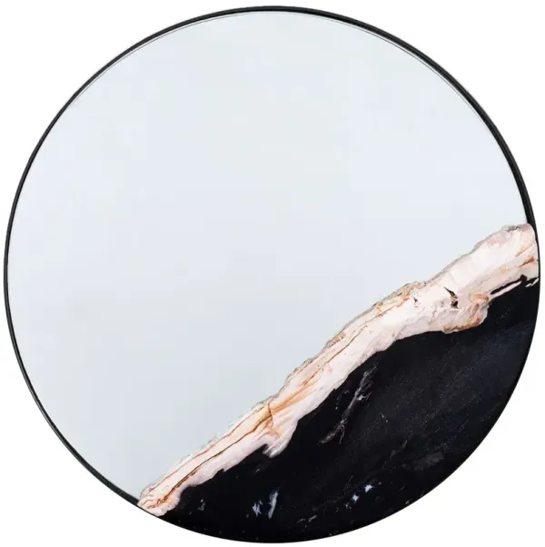 Roxana Petrified Wood Accent Round Wall Mirror