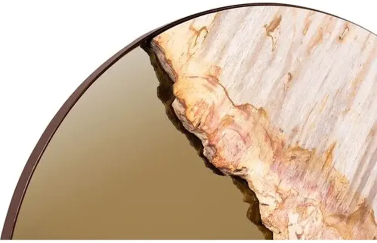 Roxana Petrified Wood Accent Round Wall Mirror