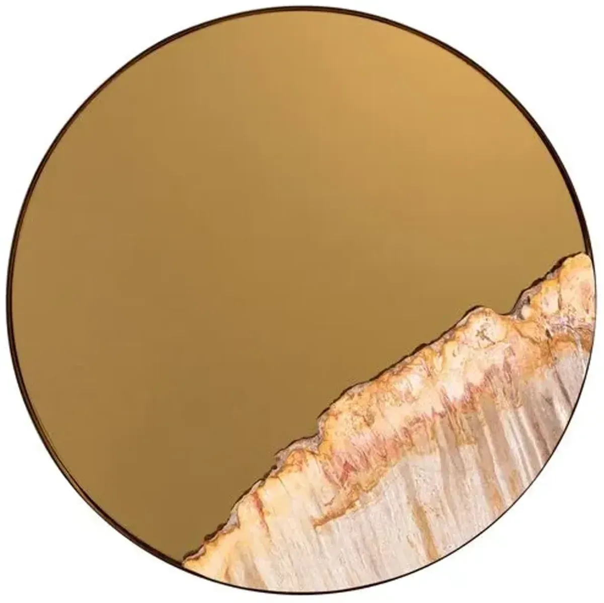 Roxana Petrified Wood Accent Round Wall Mirror