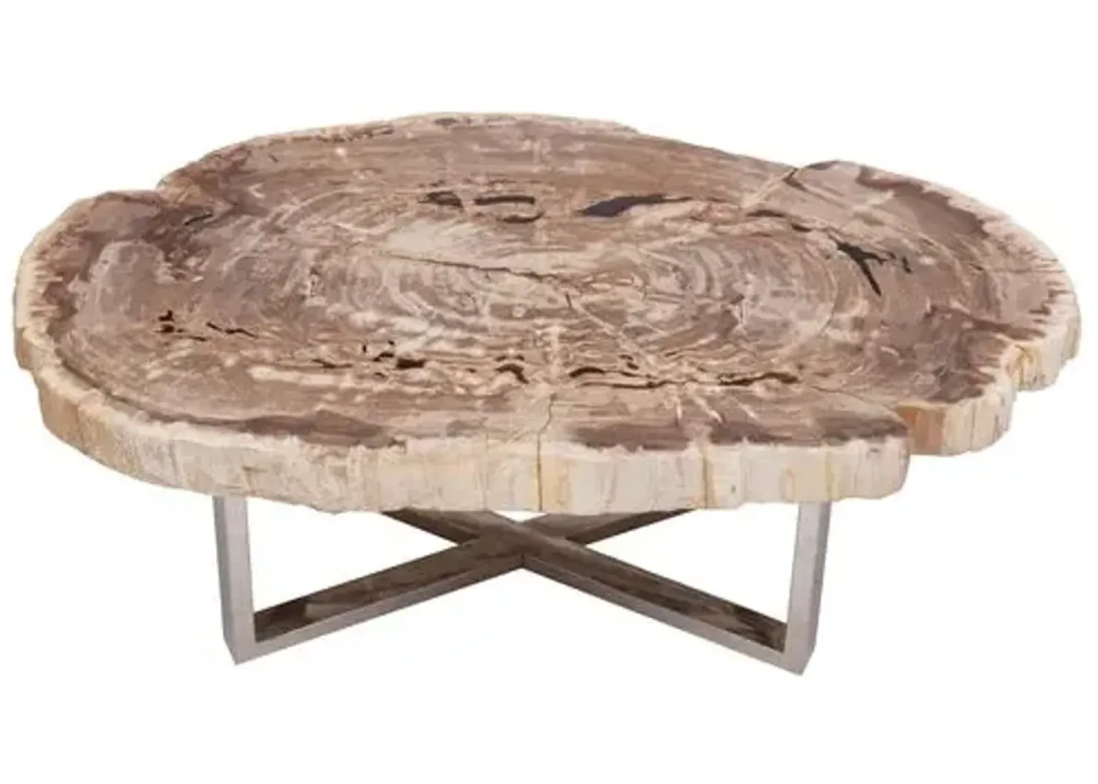 Larza Petrified Wood Round Coffee Table - Brown