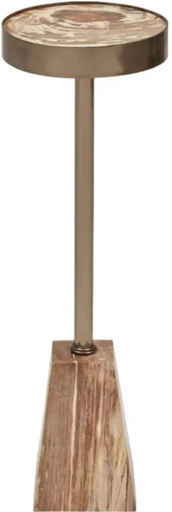 Larza Petrified Wood Drink Table - Brown