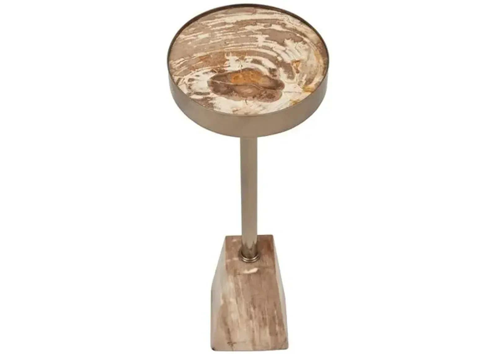 Larza Petrified Wood Drink Table - Brown