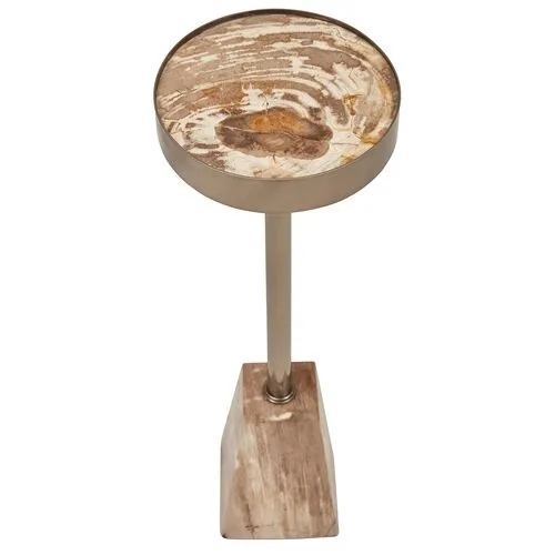 Larza Petrified Wood Drink Table - Brown