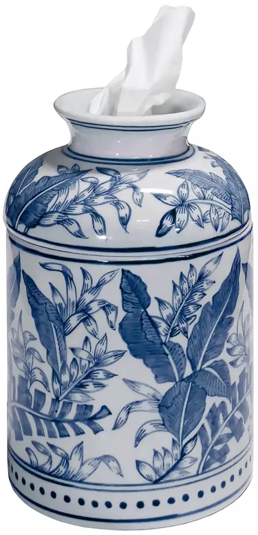 Tropical Leaves Tissue Box - Blue