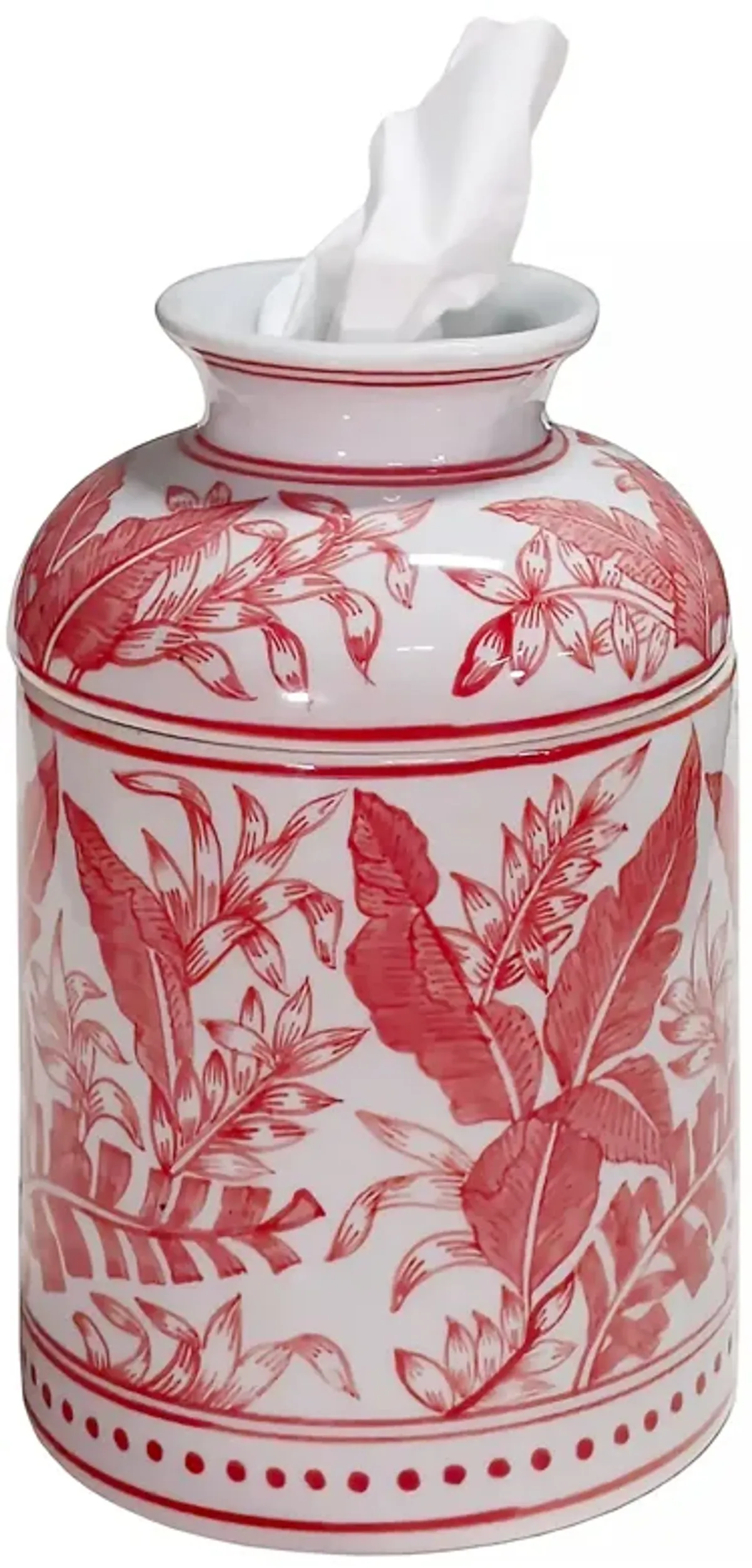 Tropical Leaves Tissue Box - Pink