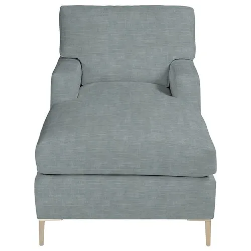 Hinton Chaise - Crypton Linen - Handcrafted - Blue - Comfortable, Sturdy, Stylish, Eco-Friendly, Eco-Friendly