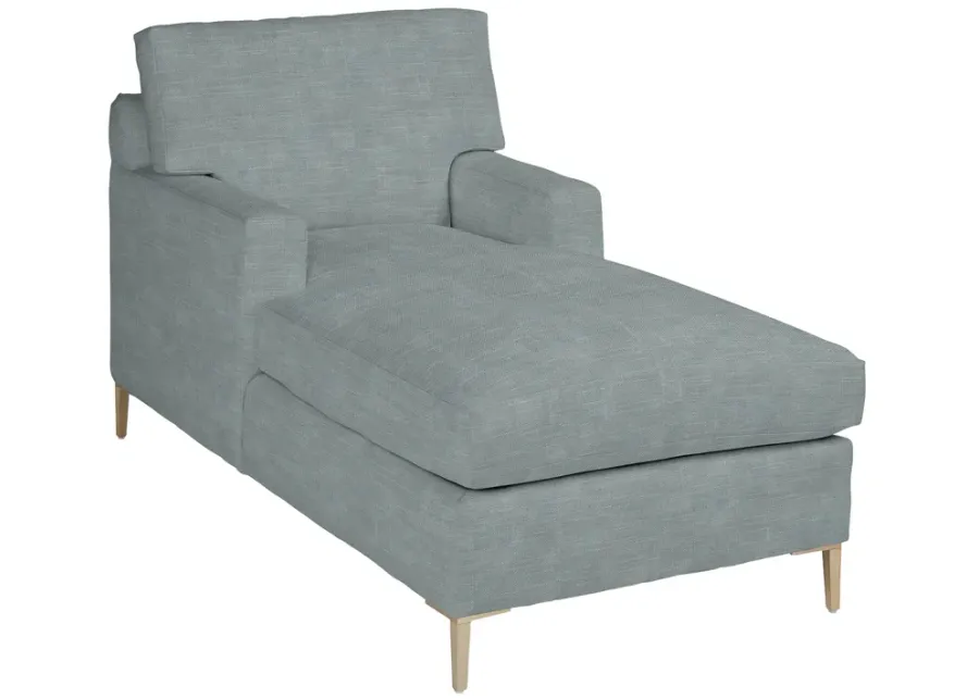 Hinton Chaise - Crypton Linen - Handcrafted - Blue - Comfortable, Sturdy, Stylish, Eco-Friendly, Eco-Friendly