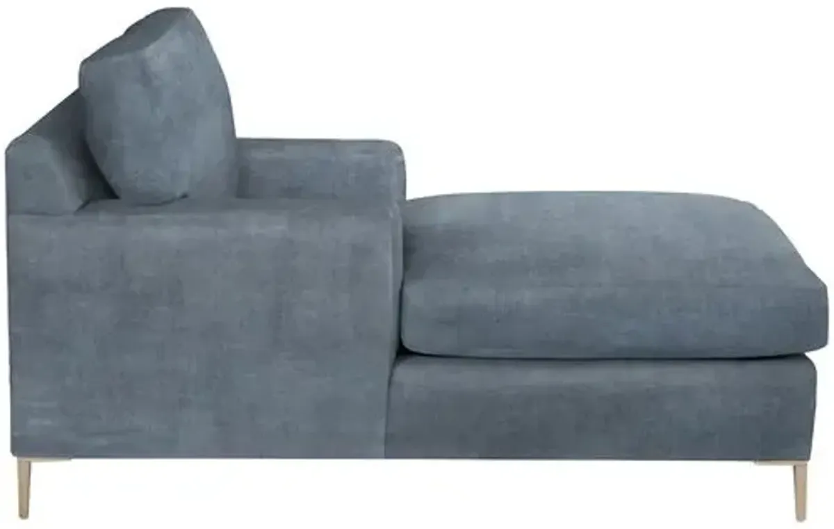 Hinton Chaise - Crypton Velvet - Handcrafted - Blue - Comfortable, Sturdy, Stylish, Eco-Friendly, Eco-Friendly