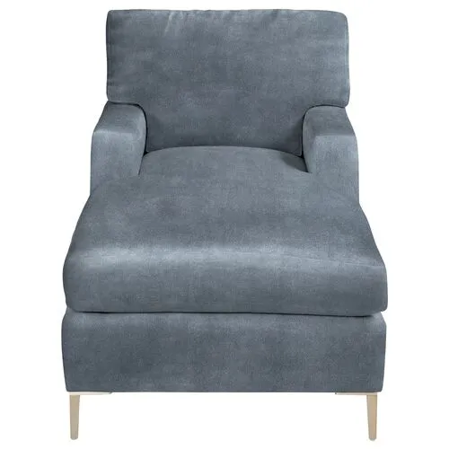 Hinton Chaise - Crypton Velvet - Handcrafted - Blue - Comfortable, Sturdy, Stylish, Eco-Friendly, Eco-Friendly