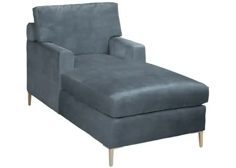 Hinton Chaise - Crypton Velvet - Handcrafted - Blue - Comfortable, Sturdy, Stylish, Eco-Friendly, Eco-Friendly