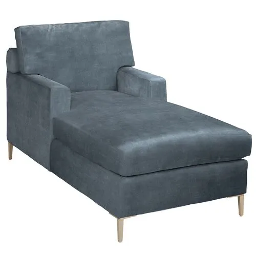 Hinton Chaise - Crypton Velvet - Handcrafted - Blue - Comfortable, Sturdy, Stylish, Eco-Friendly, Eco-Friendly