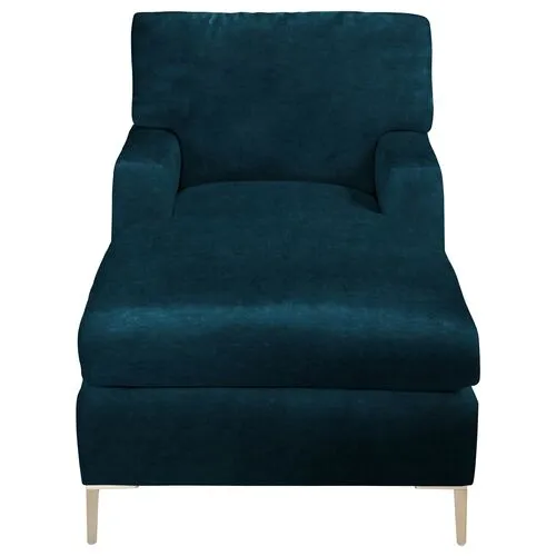 Hinton Chaise - Crypton Velvet - Handcrafted - Blue - Comfortable, Sturdy, Stylish, Eco-Friendly, Eco-Friendly