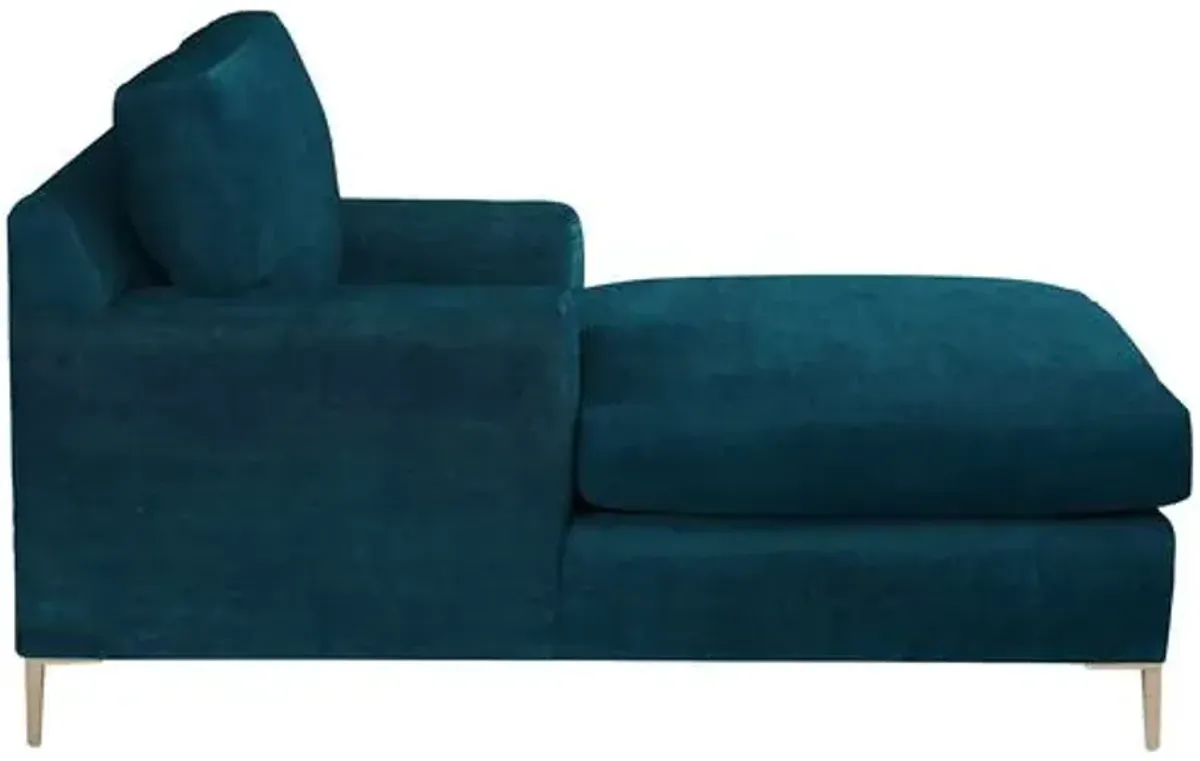 Hinton Chaise - Crypton Velvet - Handcrafted - Blue - Comfortable, Sturdy, Stylish, Eco-Friendly, Eco-Friendly