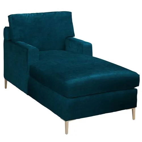 Hinton Chaise - Crypton Velvet - Handcrafted - Blue - Comfortable, Sturdy, Stylish, Eco-Friendly, Eco-Friendly