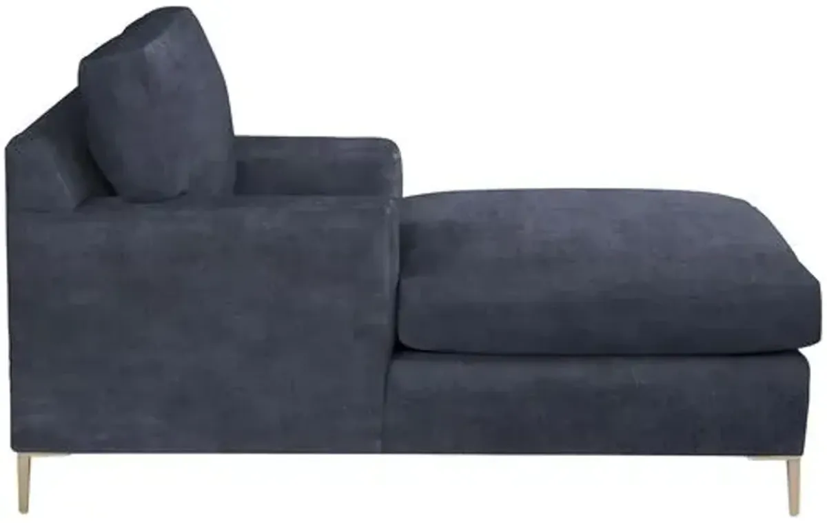 Hinton Chaise - Crypton Velvet - Handcrafted - Blue - Comfortable, Sturdy, Stylish, Eco-Friendly, Eco-Friendly