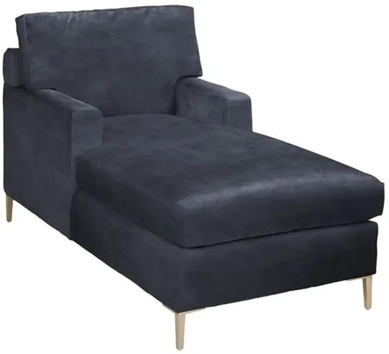 Hinton Chaise - Crypton Velvet - Handcrafted - Blue - Comfortable, Sturdy, Stylish, Eco-Friendly, Eco-Friendly