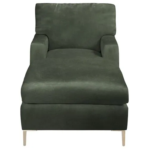 Hinton Chaise - Crypton Velvet - Handcrafted - Green - Comfortable, Sturdy, Stylish, Eco-Friendly, Eco-Friendly