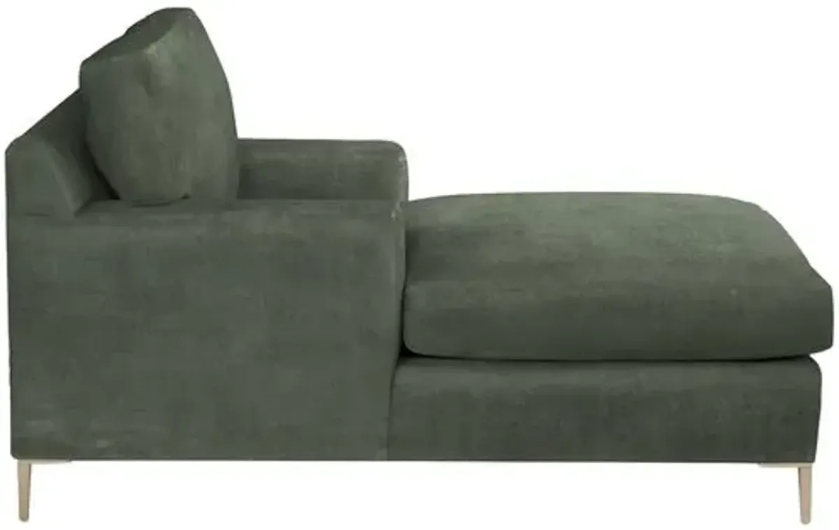 Hinton Chaise - Crypton Velvet - Handcrafted - Green - Comfortable, Sturdy, Stylish, Eco-Friendly, Eco-Friendly