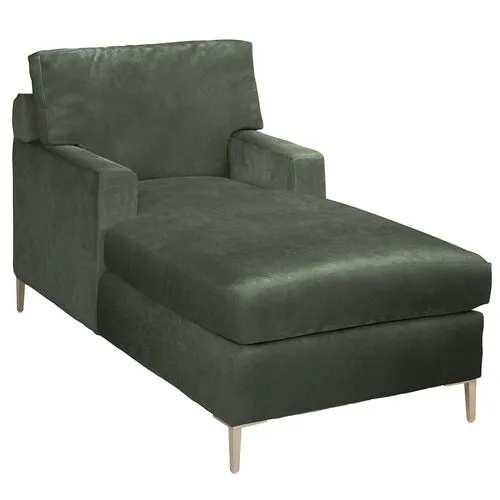 Hinton Chaise - Crypton Velvet - Handcrafted - Green - Comfortable, Sturdy, Stylish, Eco-Friendly, Eco-Friendly