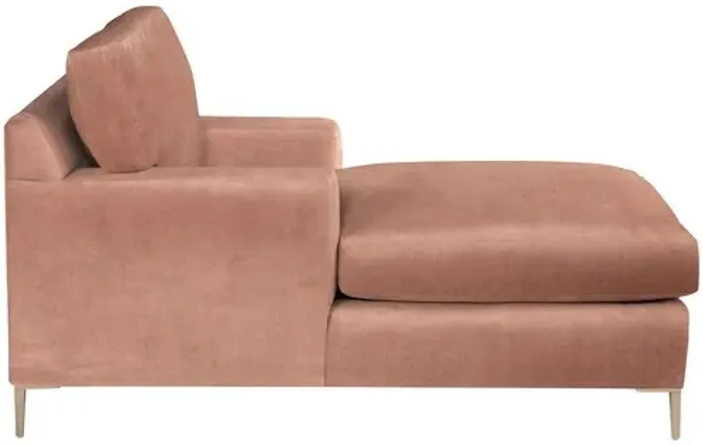 Hinton Chaise - Crypton Velvet - Handcrafted - Pink - Comfortable, Sturdy, Stylish, Eco-Friendly, Eco-Friendly