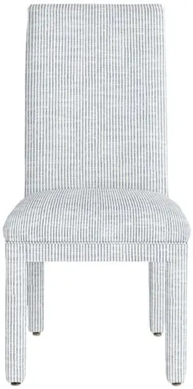 Monroe Side Chair - Inside Out Ticking Stripe - Handcrafted - Blue