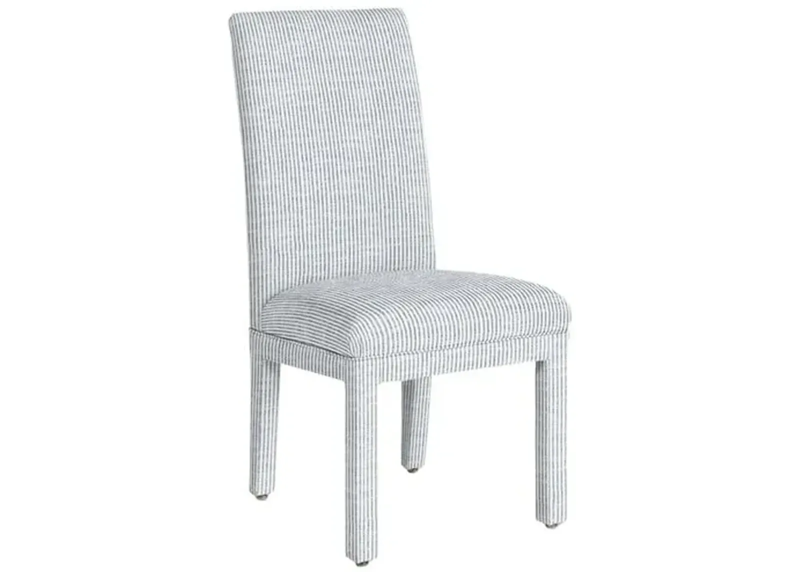 Monroe Side Chair - Inside Out Ticking Stripe - Handcrafted - Blue