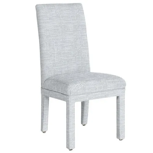 Monroe Side Chair - Inside Out Ticking Stripe - Handcrafted - Blue