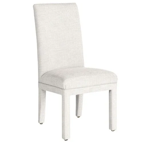 Monroe Side Chair - Inside Out Ticking Stripe - Handcrafted - Ivory