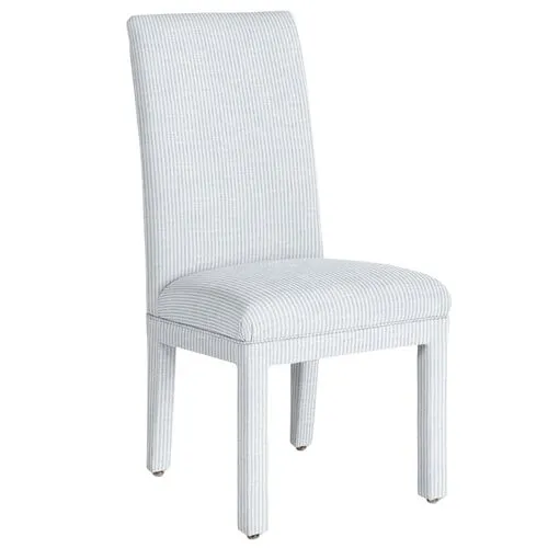 Monroe Side Chair - Inside Out Ticking Stripe - Handcrafted - Blue