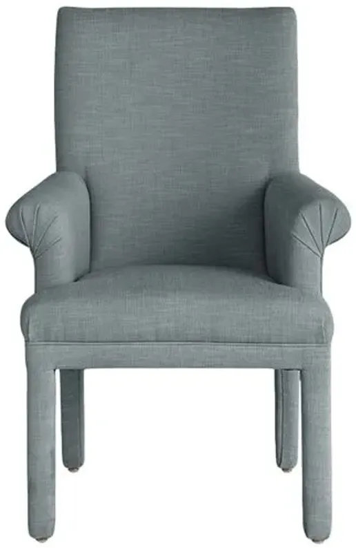 Monroe Armchair - Crypton Linen - Handcrafted - Blue