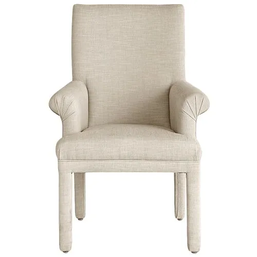 Monroe Armchair - Crypton Linen - Handcrafted - Ivory