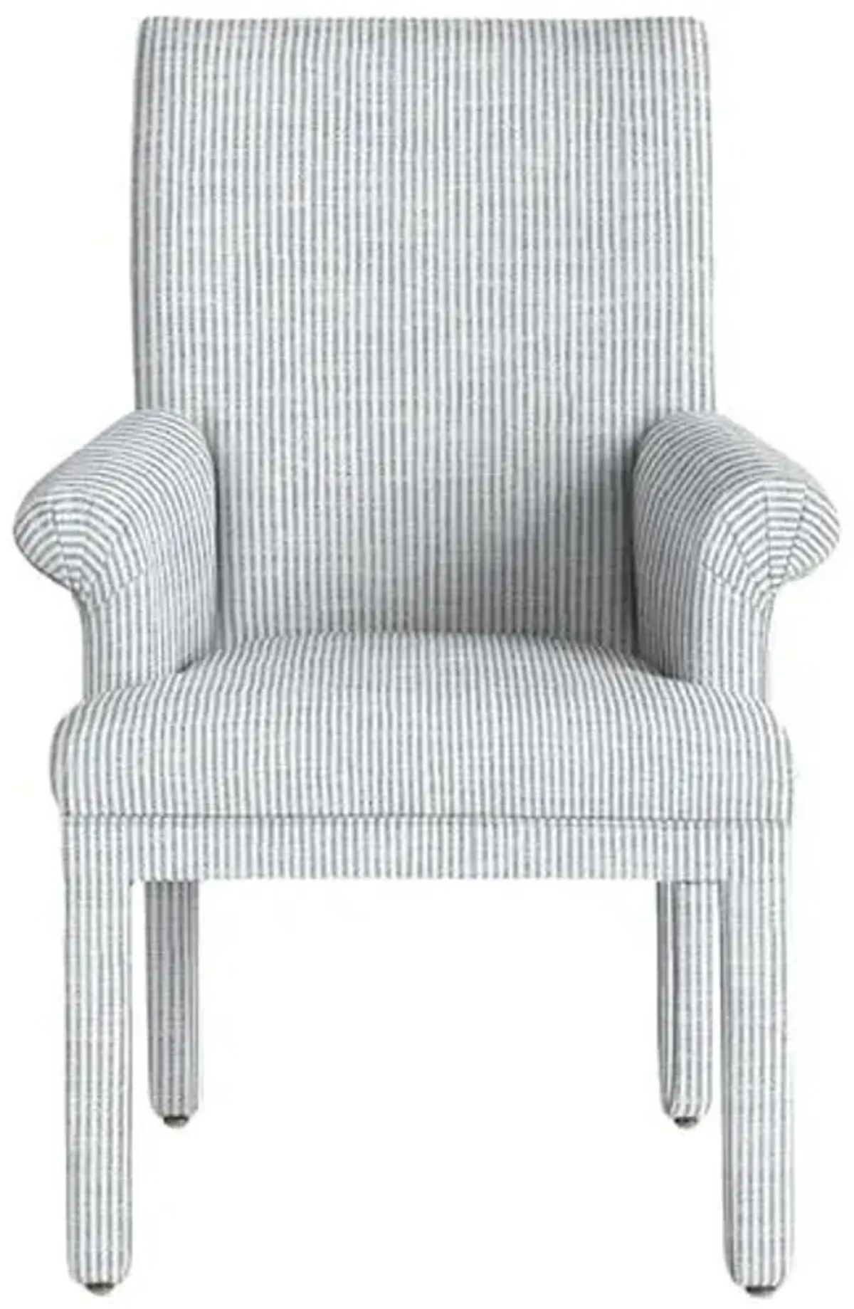 Monroe Armchair - Inside Out Ticking Stripe - Handcrafted - Blue