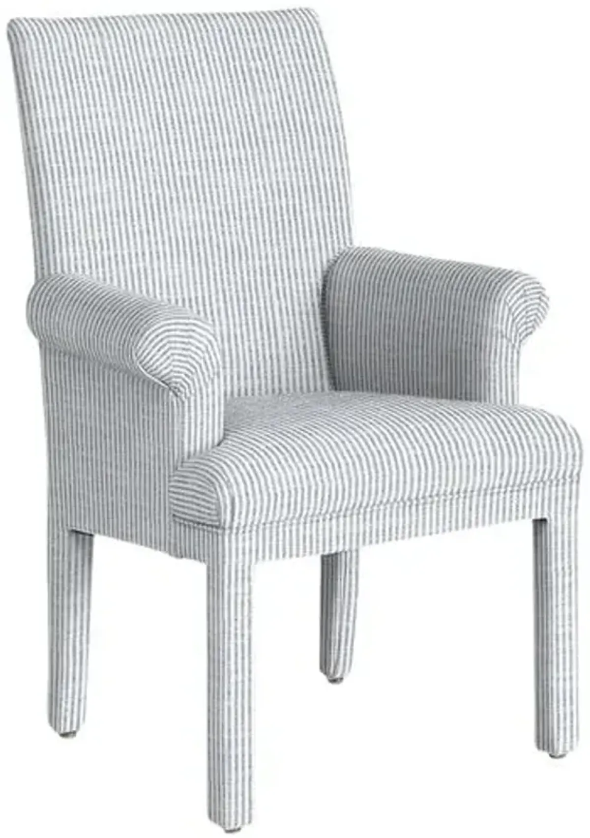 Monroe Armchair - Inside Out Ticking Stripe - Handcrafted - Blue