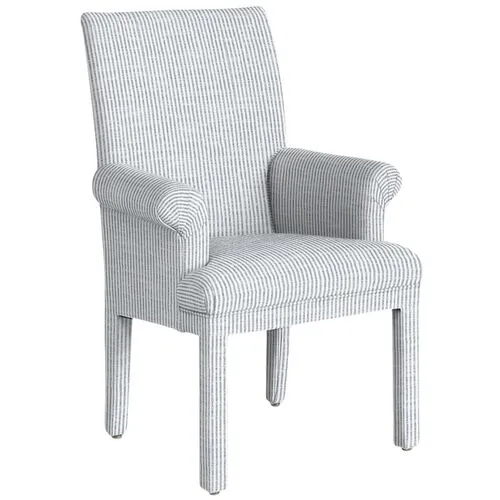 Monroe Armchair - Inside Out Ticking Stripe - Handcrafted - Blue