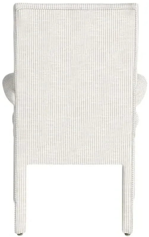 Monroe Armchair - Inside Out Ticking Stripe - Handcrafted - Ivory