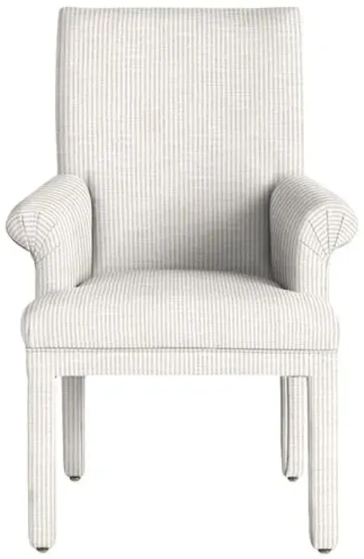 Monroe Armchair - Inside Out Ticking Stripe - Handcrafted - Ivory