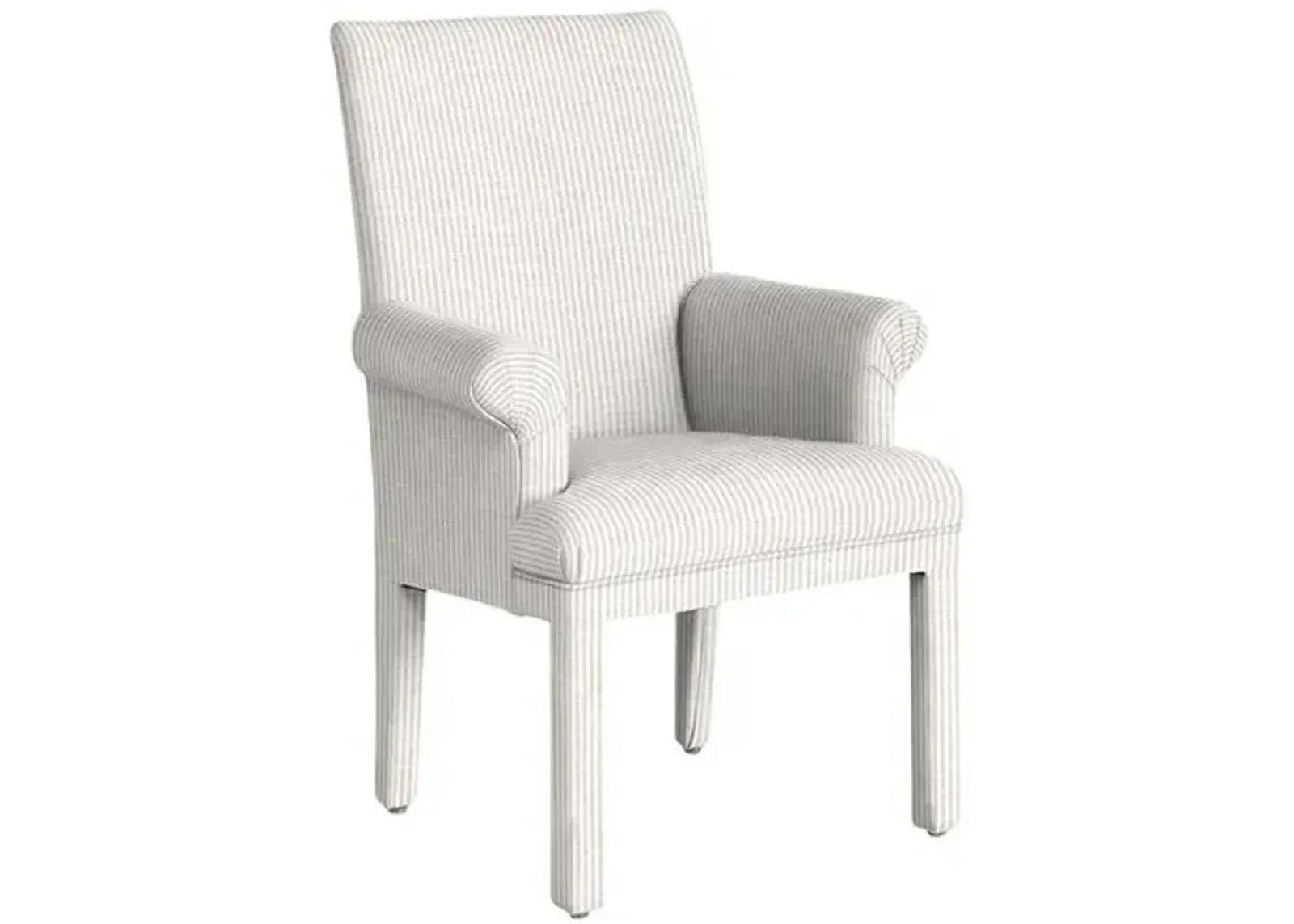 Monroe Armchair - Inside Out Ticking Stripe - Handcrafted - Ivory