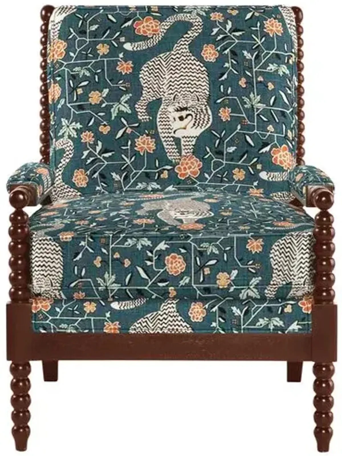 Bankwood Spindle Chair - Tiger Print - Handcrafted - Blue