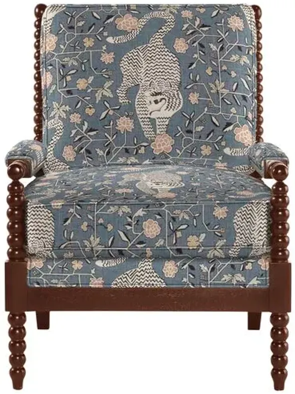 Bankwood Spindle Chair - Tiger Print - Handcrafted - Gray