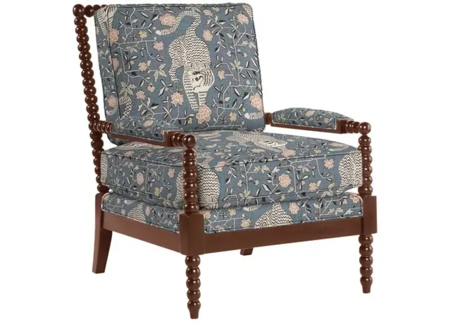 Bankwood Spindle Chair - Tiger Print - Handcrafted - Gray