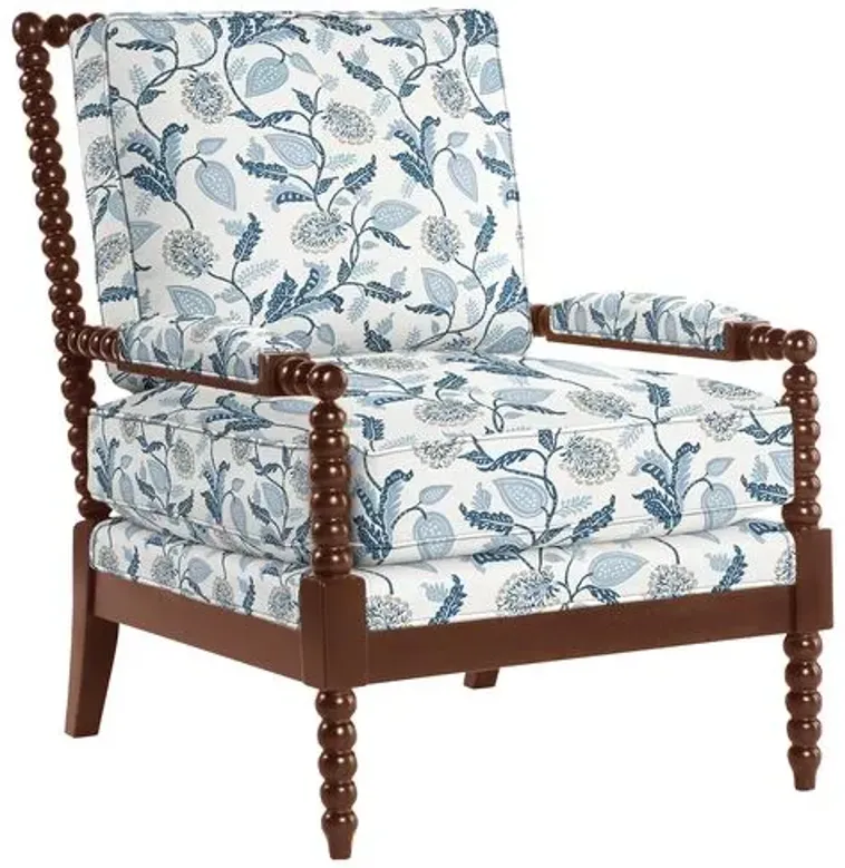 Bankwood Spindle Chair - Reid Indigo Floral - Handcrafted - Blue